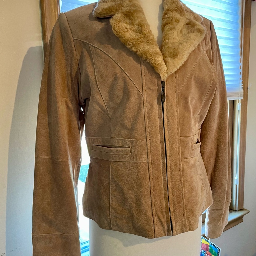 Mudd Tan Teddy Jacket with Faux Fur Collar